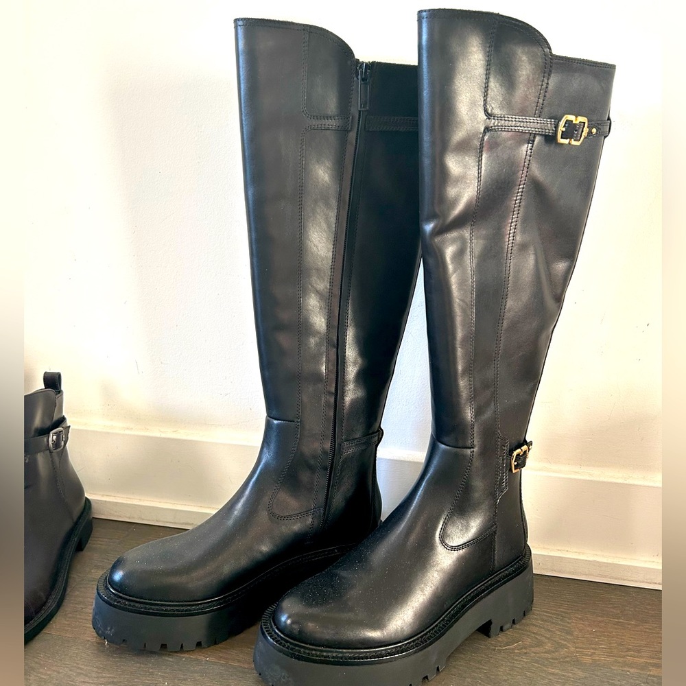 Sam Edelman black leather knee high boots